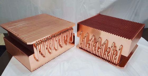 Pure Copper Base Copper Fin Copper Pipe Heat Sink Module Gold Plating High Power
